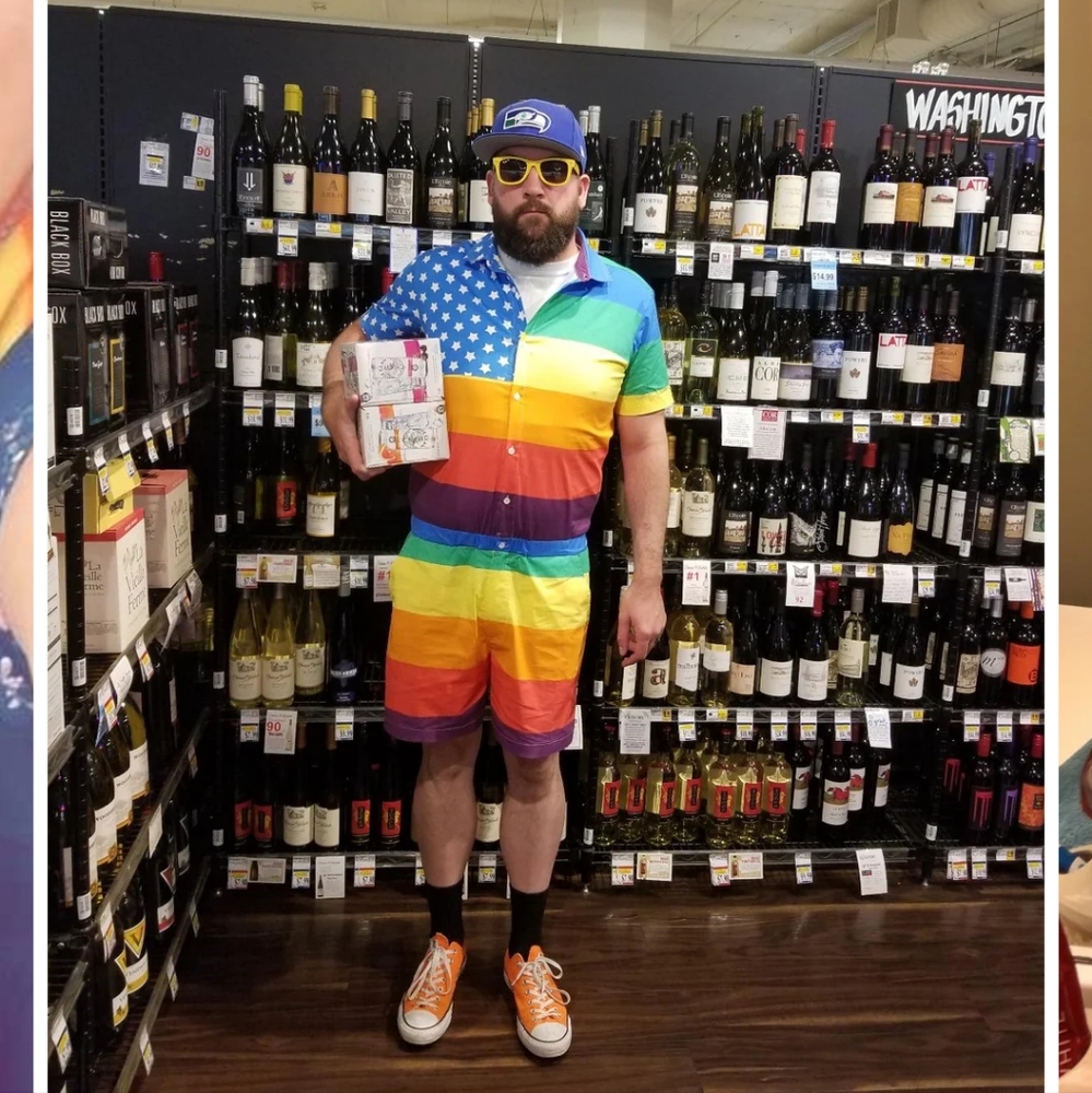 Zesties Mens Romper American Patriot LGBTQ Rainbow XS